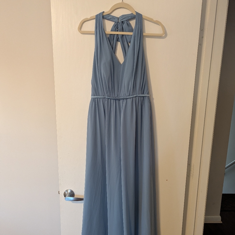 Alfred Angelo Light Blue Halter Maxi Dress